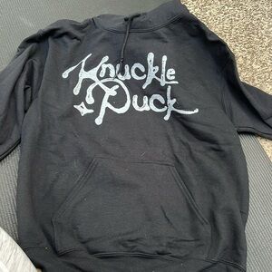 Knuckle Puck branded black hooded sweatshirt, size M, Gilden heavy blend